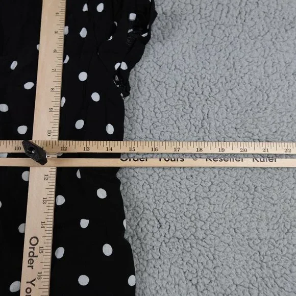 Urban Outfitters Mini Slip Baby Tee Dress Womens Medium Black Polkadot Button Up - Picture 5 of 10